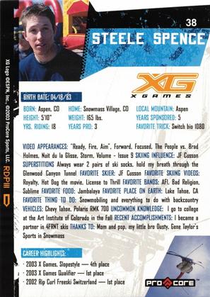 2004 Pro Core Sports X Games #38 Steele Spence Back